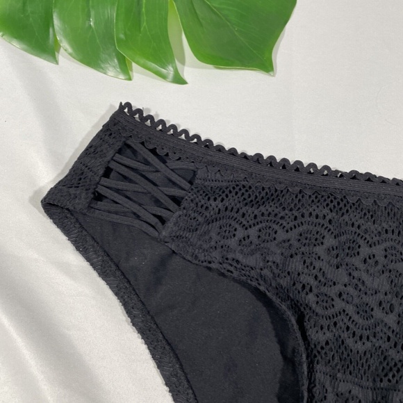 NEW Becca [ Large ] Color Play Lace-Up Hipster Bikini Bottoms in‎ Black - Picture 6 of 12